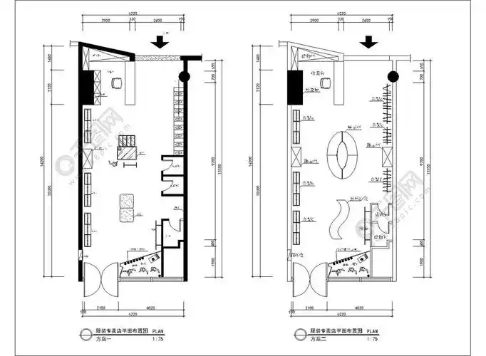 窗帘店装修施工平面图